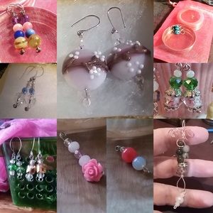 Handmade dangling wire earrings and pendants